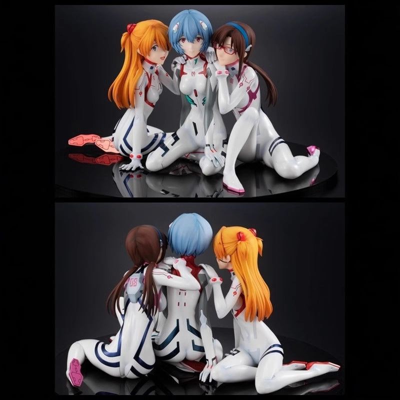 Evangelion three girls white plugsuit statue