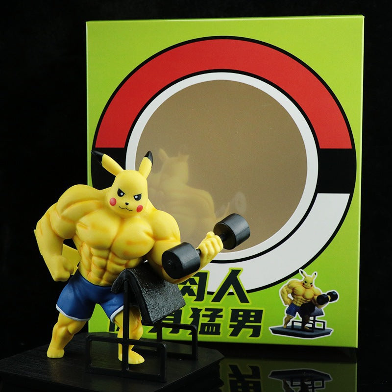 Pokemon Muscle Bodybuilder Pikachu Gym Dumbbell GK Statue