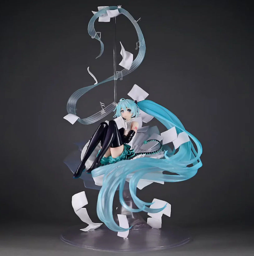 Hatsune Miku music note sheet effect sitting figure