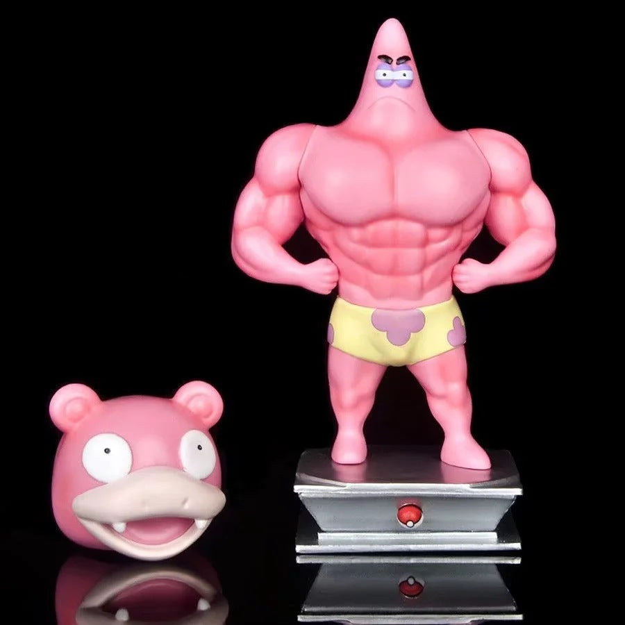 SpongeBob × Pokemon Crossover Muscle Patrick Star GK Statue with Slowpoke Interchangeable Head