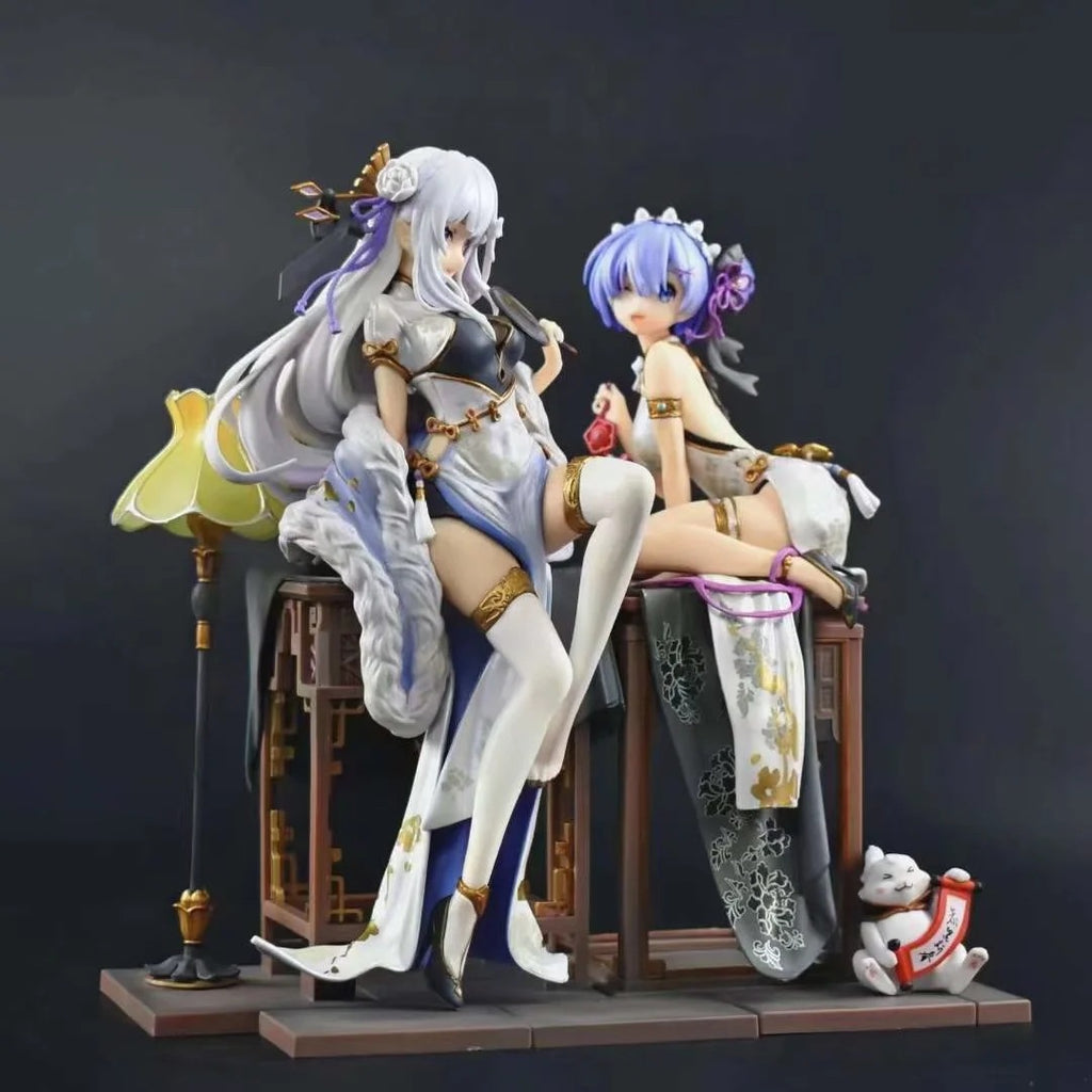 Re:Zero Emilia & Rem Cheongsam Dual‑Character GK Statue