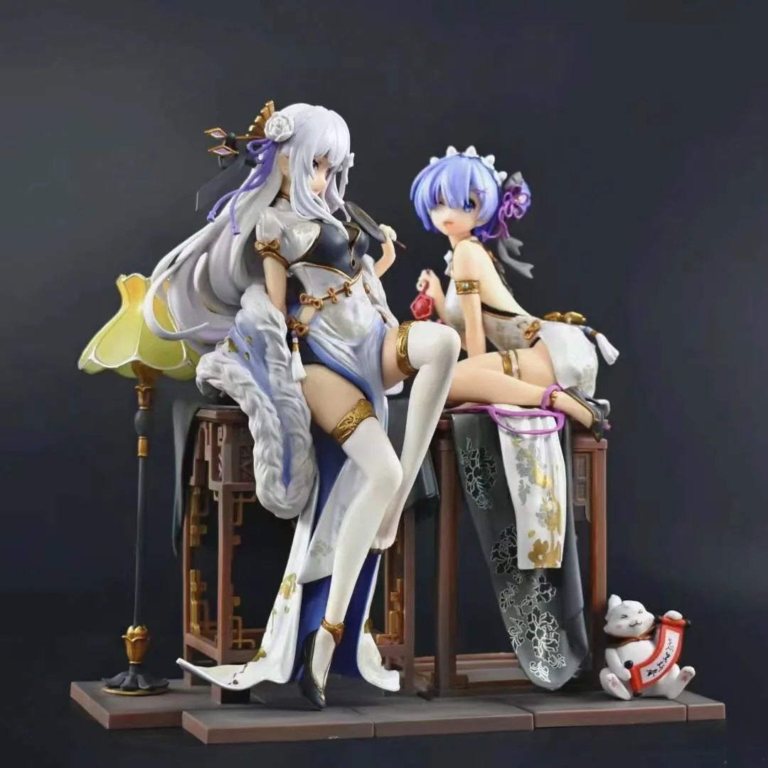 Re:Zero Emilia & Rem Cheongsam Dual‑Character GK Statue
