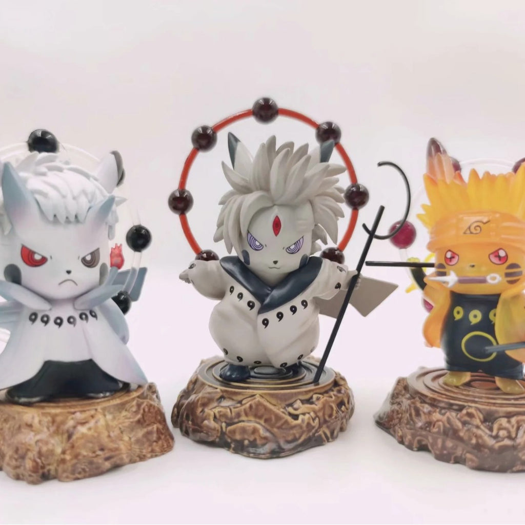 Pokemon × Naruto Crossover Pikachu Cos Obito / Madara / Naruto Six Paths GK Statue