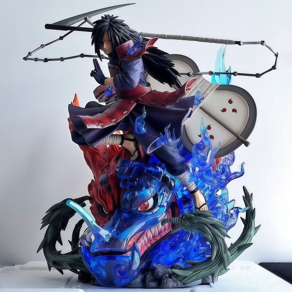 Naruto Uchiha Madar Double Headed Carving Uchiha Madar, Sasebo Nozomi Statue Scene Model Box Set Handmade