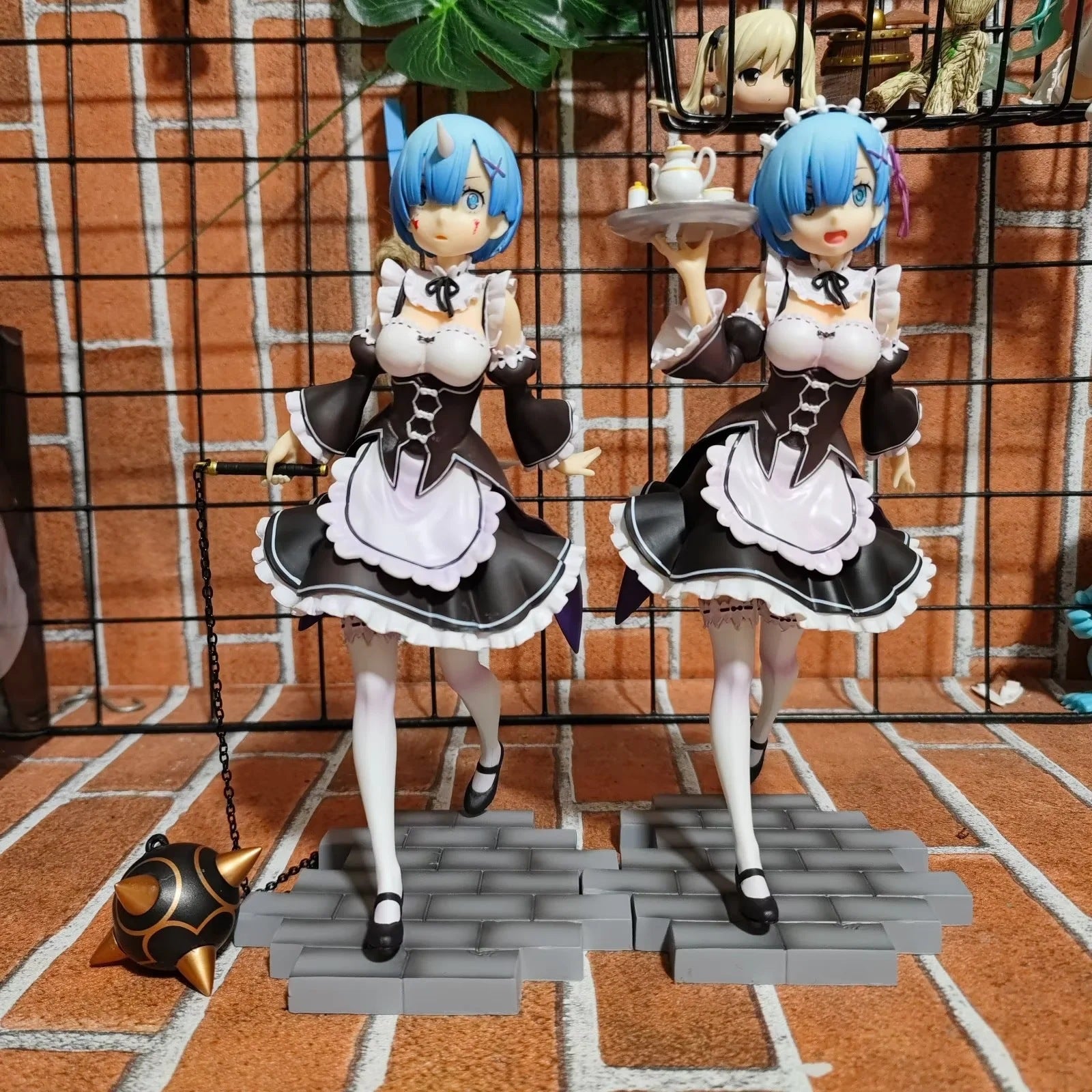 Re:Zero Rem Maid Demon Horn & Tea Tray GK Statue Set