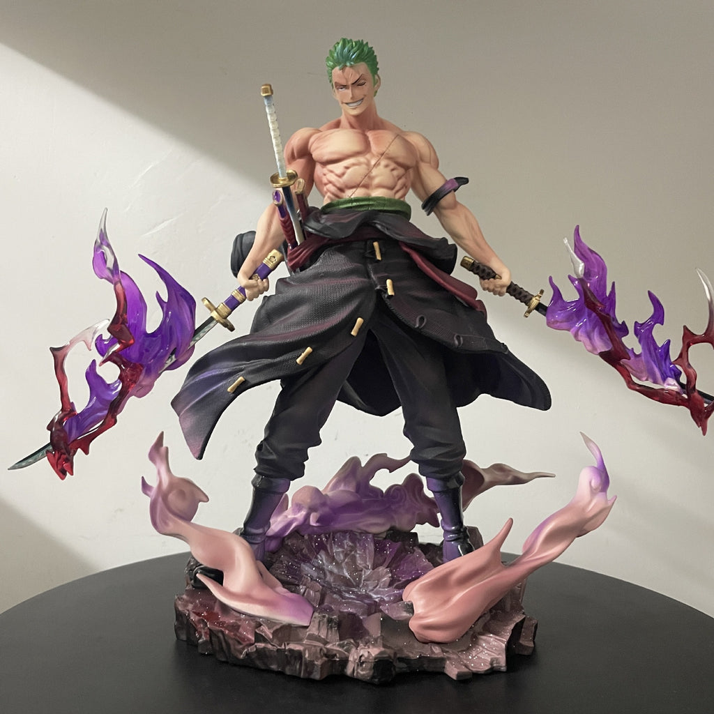 One Piece Roronoa Zoro Sky Painting Yama Double Headed Carving Battle Scene Model Ornament Box Set Handmade