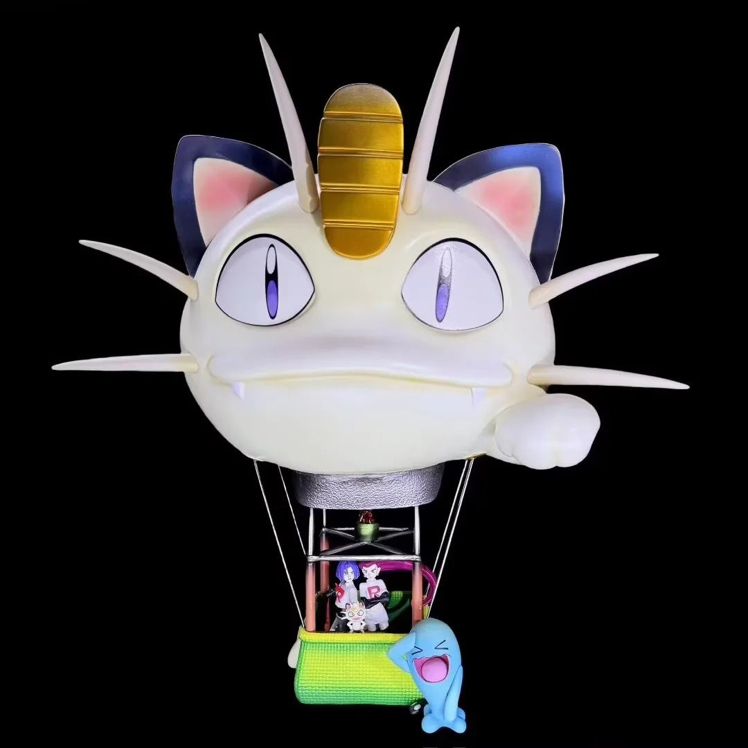 Pokemon Team Rocket Meowth Hot‑Air Balloon Diorama Statue