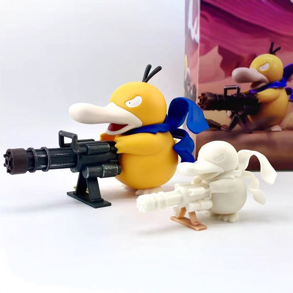 Pokemon Fan‑art psyduck machine gun pvc statue