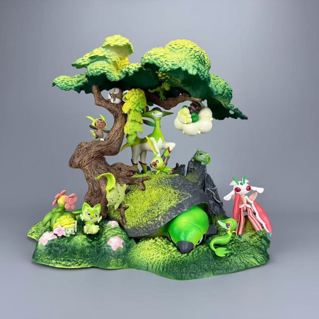 Pokemon Grass type family forest diorama figure