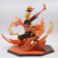 One Piece Monkey D Luffy Portgas D Ace fire effect collectible statue