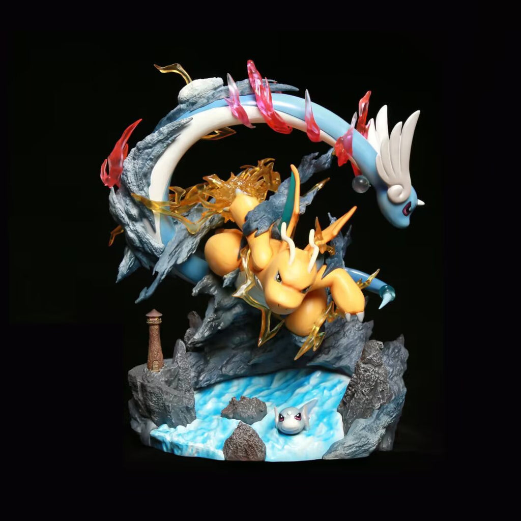 Pokemon Dragonite Dratini Dragonair diorama statue
