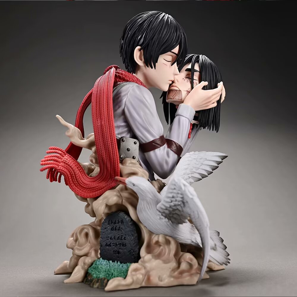 Attack on Titan Mikasa kiss Eren grave statue