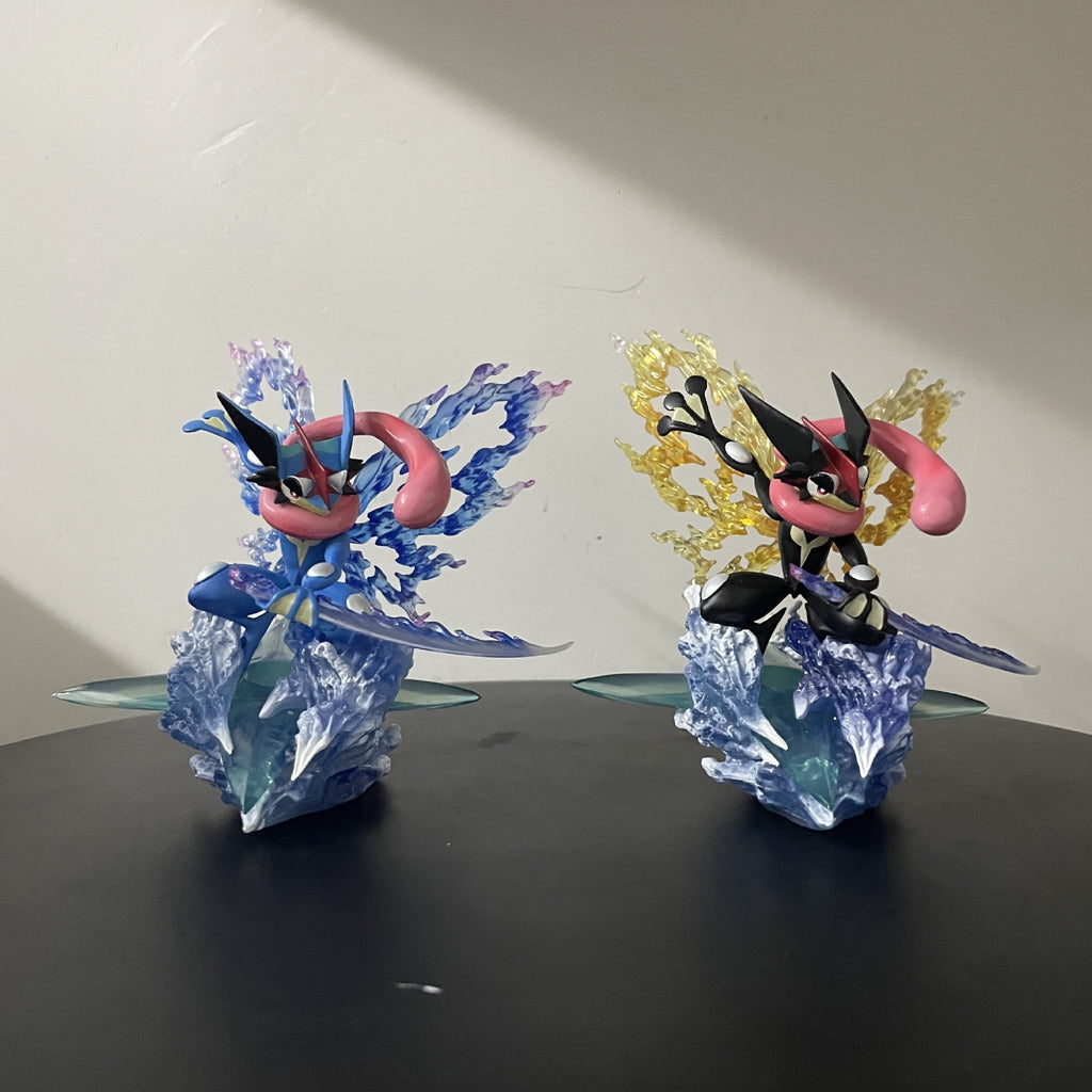 Pokemon Ash‑Greninja diorama statue