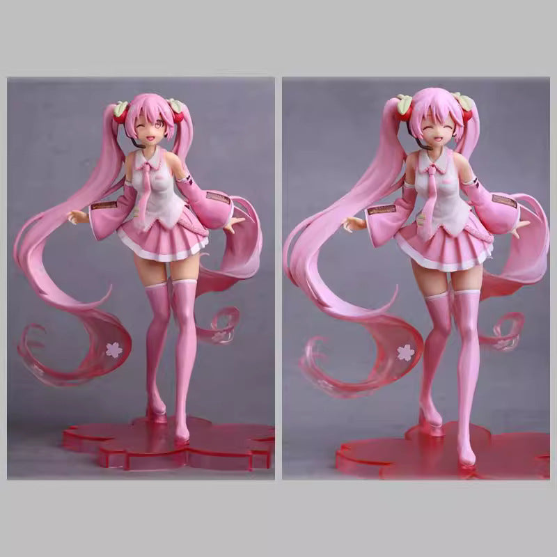Hatsune Miku cherry blossom pink twin tails statue