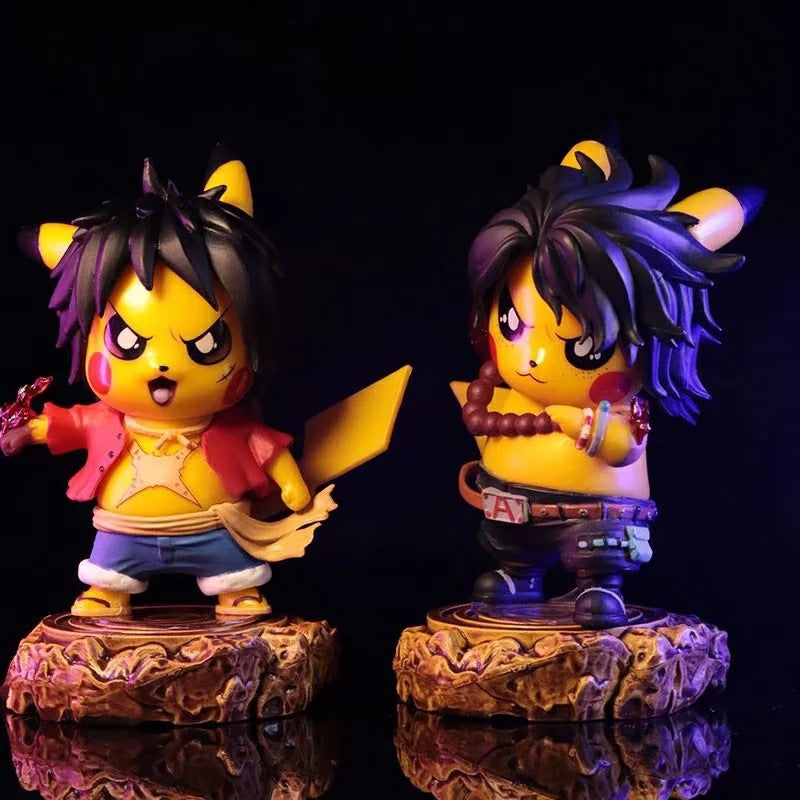 Pokemon × One Piece Crossover Pikachu Cos Luffy & Portgas D. Ace GK Statue Set