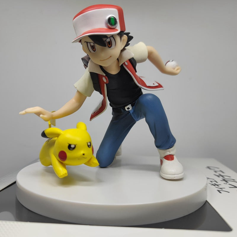 Pokemon Ash Ketchum And Pikachu Crouching Battle Scene Diorama Statue