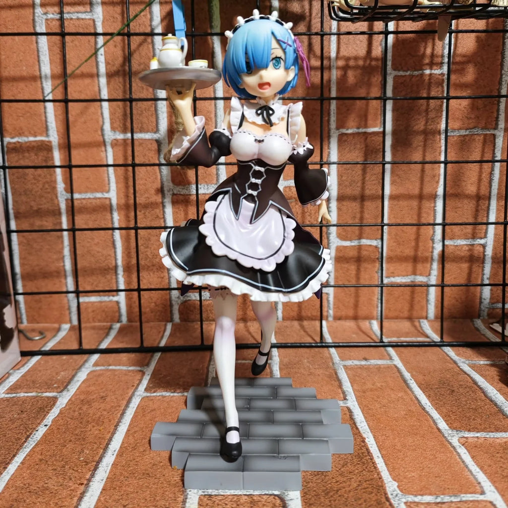 Re:Zero Rem Maid Demon Horn & Tea Tray GK Statue Set