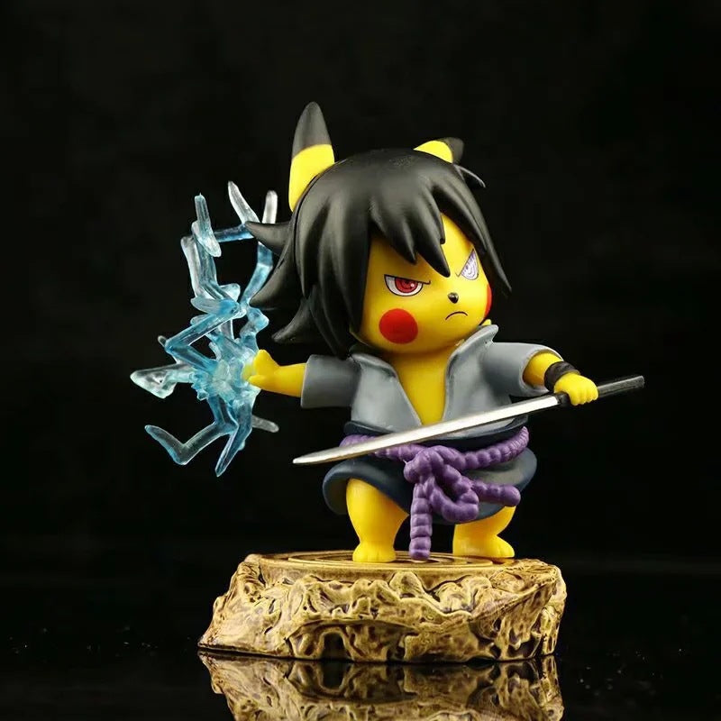 Pokemon × One Piece × Naruto Crossover Pikachu Cos Enel & Uchiha Sasuke GK Statue Set