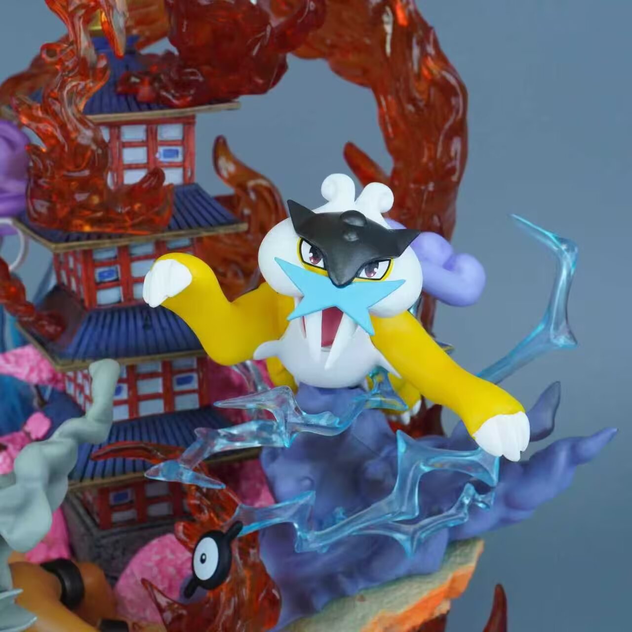 Pokemon Johto Legendary Quartet Ho‑Oh Suicune Raikou Entei Five‑Story Pagoda Diorama Statue