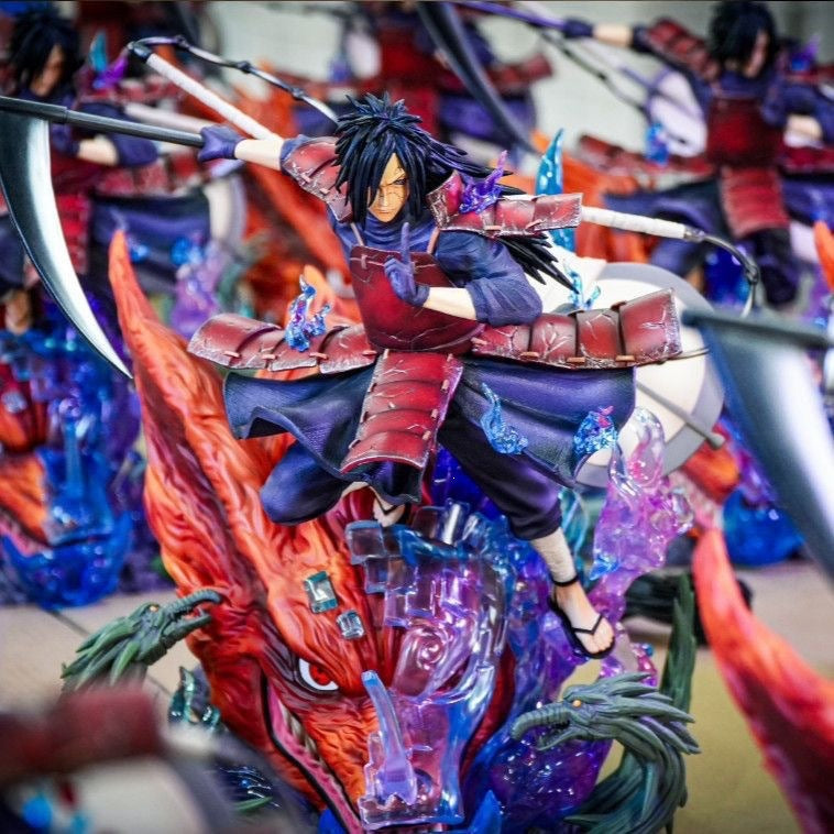 Naruto Uchiha Madar Double Headed Carving Uchiha Madar, Sasebo Nozomi Statue Scene Model Box Set Handmade