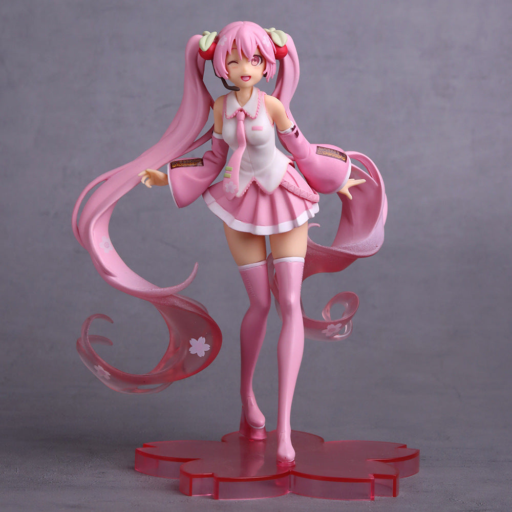 Hatsune Miku cherry blossom pink twin tails statue
