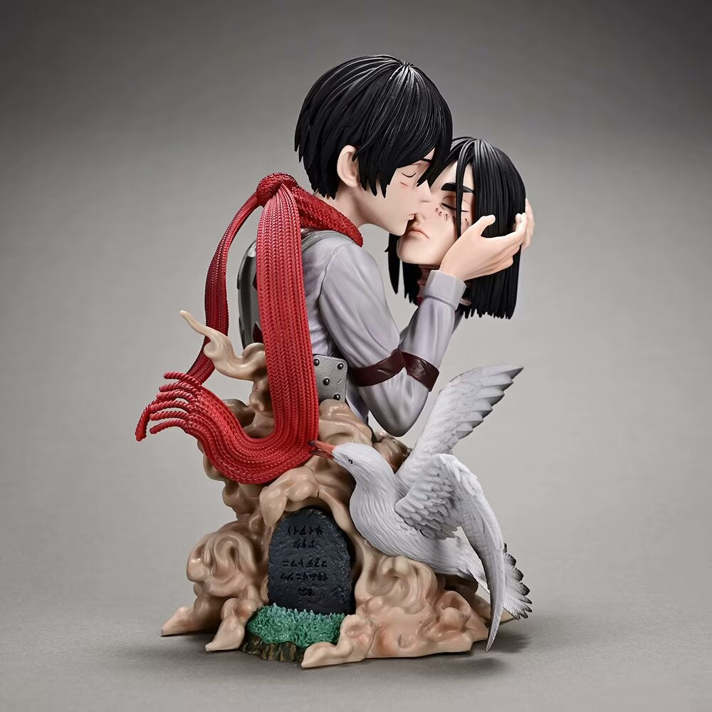 Attack on Titan Mikasa kiss Eren grave statue