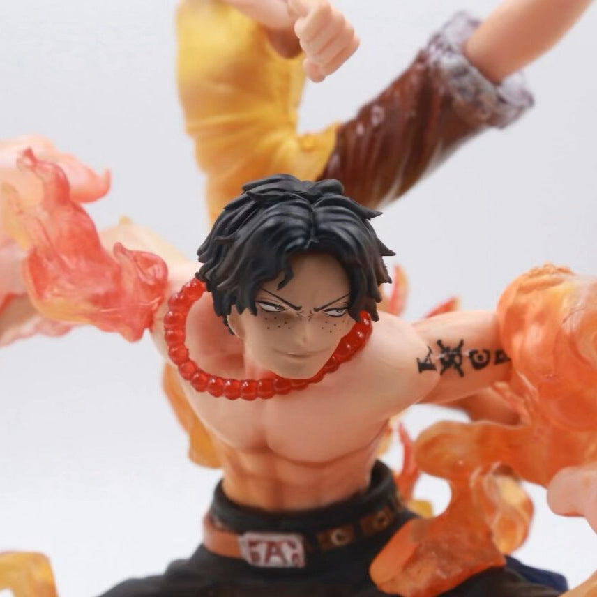One Piece Monkey D Luffy Portgas D Ace fire effect collectible statue