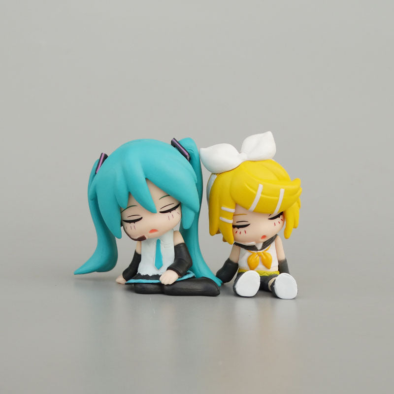 4PCS Hatsune Miku Luka Rin Len sitting mini figure