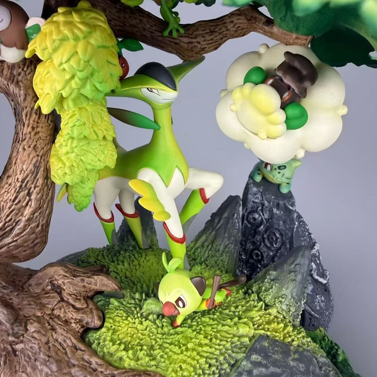 Pokemon Grass type family forest diorama figure