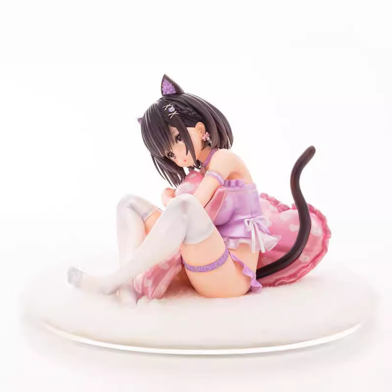 anime cat girl figure purple lingerie