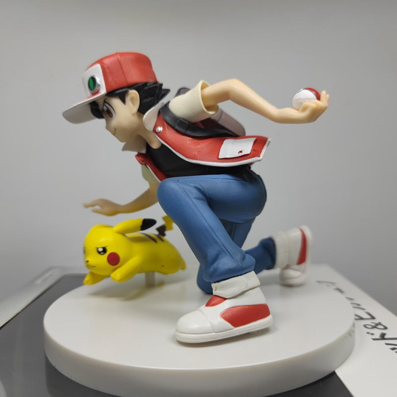 Pokemon Ash Ketchum And Pikachu Crouching Battle Scene Diorama Statue