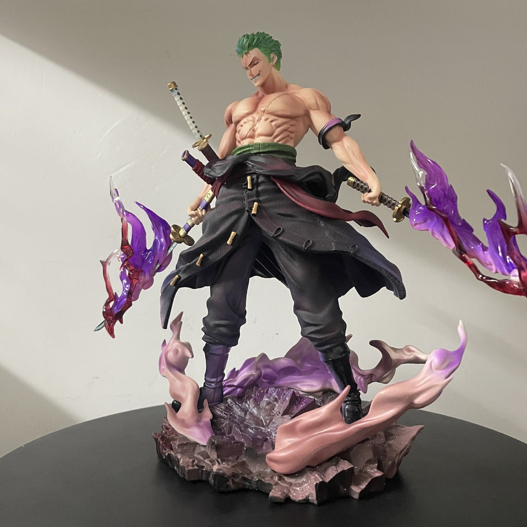 One Piece Roronoa Zoro Sky Painting Yama Double Headed Carving Battle Scene Model Ornament Box Set Handmade