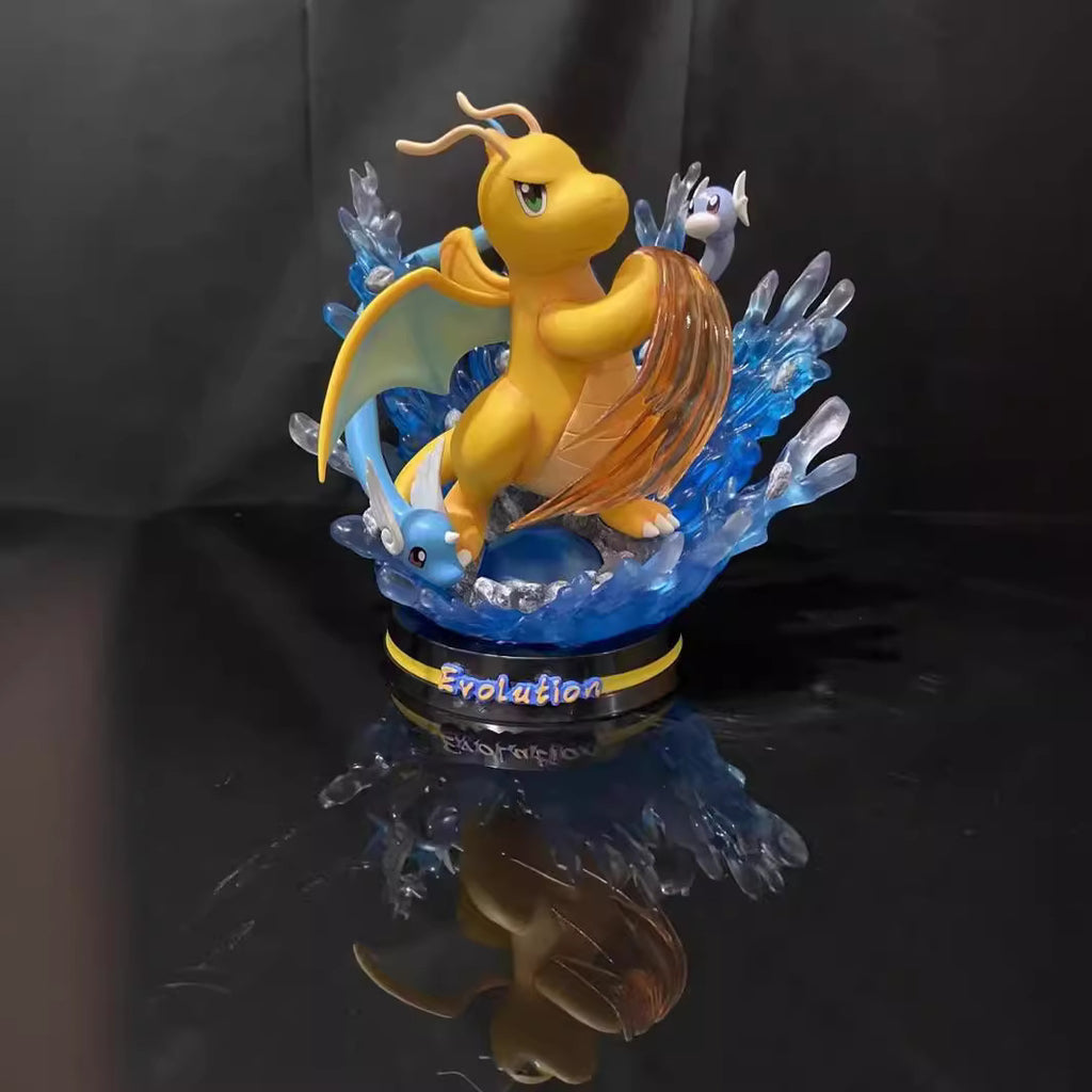 Pokemon Dragonite evolution diorama statue