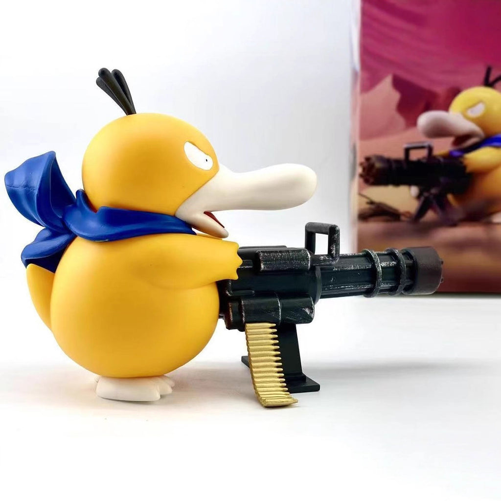 Pokemon Fan‑art psyduck machine gun pvc statue