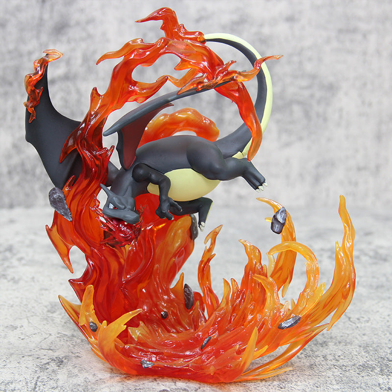 Pokemon Charizard Normal And Shiny Color Fire Flame Effect Diorama Statue Set