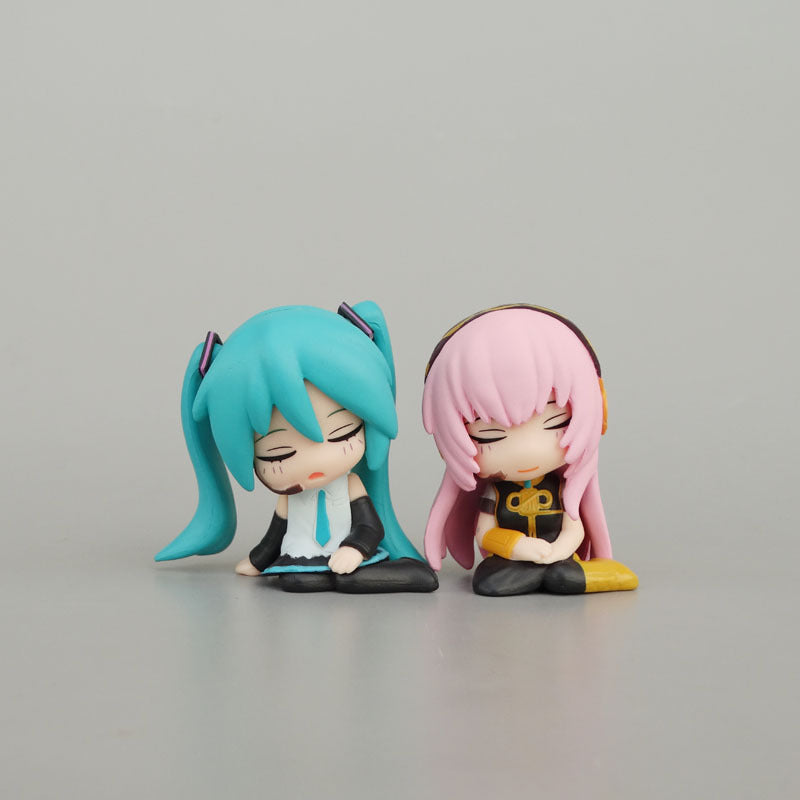 4PCS Hatsune Miku Luka Rin Len sitting mini figure