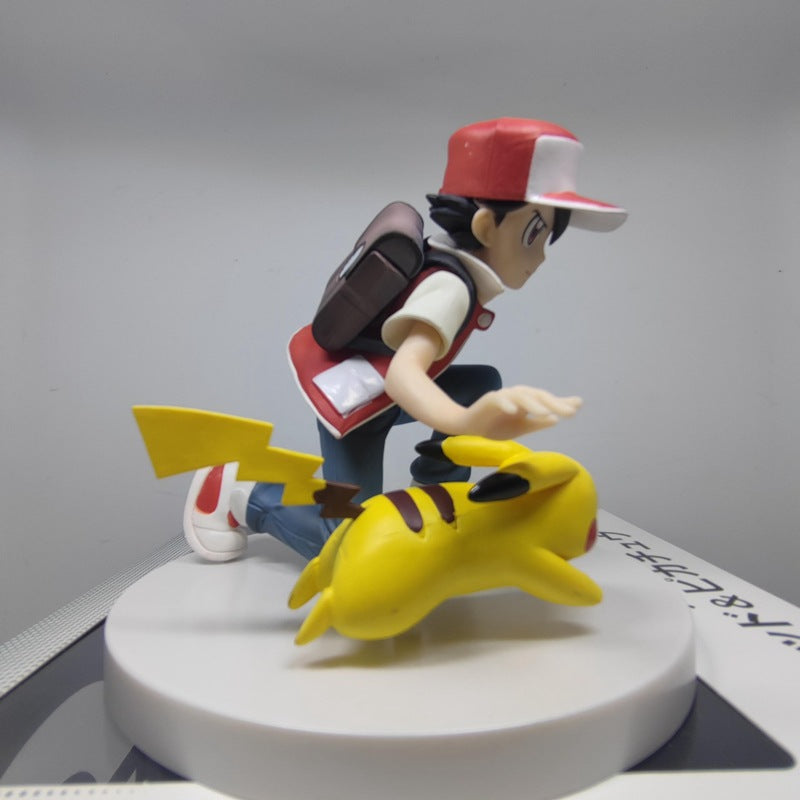 Pokemon Ash Ketchum And Pikachu Crouching Battle Scene Diorama Statue