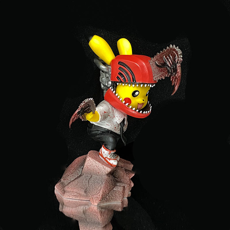 Pokemon × Chainsaw Man Pikachu Cos Denji Chainsaw Scene Diorama Statue