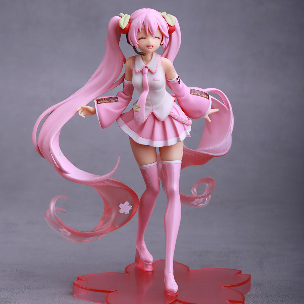 Hatsune Miku cherry blossom pink twin tails statue