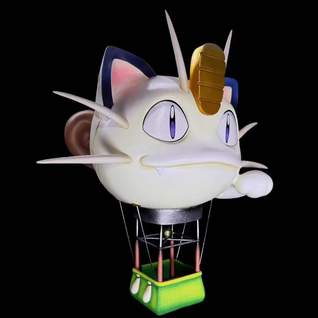 Pokemon Team Rocket Meowth Hot‑Air Balloon Diorama Statue