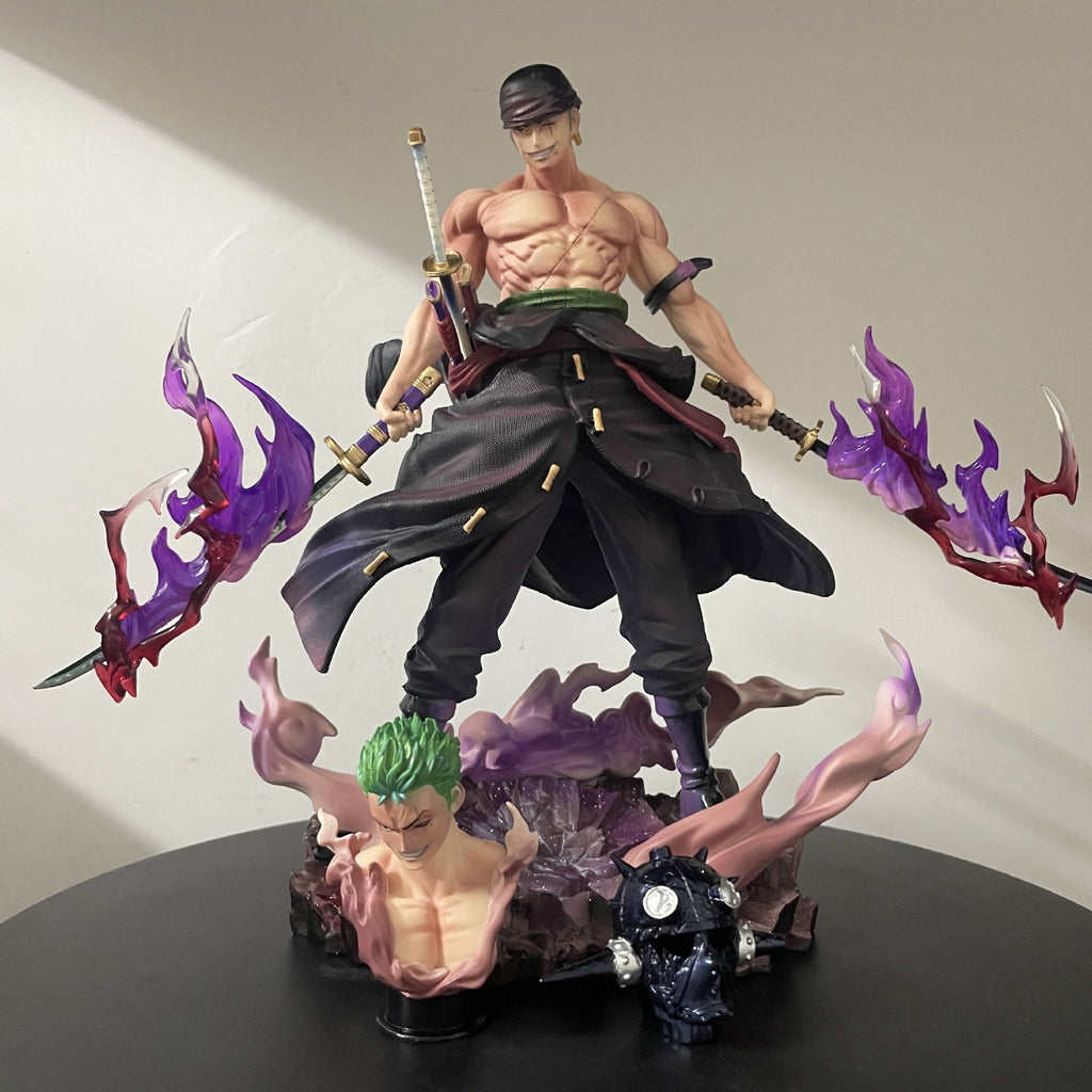 One Piece Roronoa Zoro Sky Painting Yama Double Headed Carving Battle Scene Model Ornament Box Set Handmade