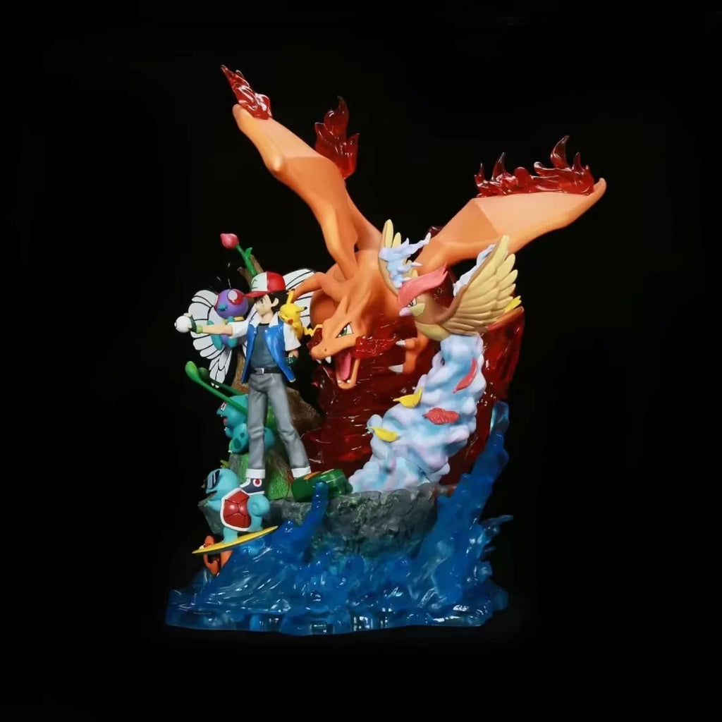 Pokemon Ash Kanto Starter Full Team Light‑Up GK Diorama Statue