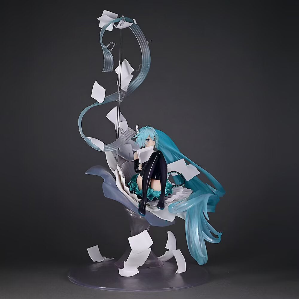 Hatsune Miku music note sheet effect sitting figure