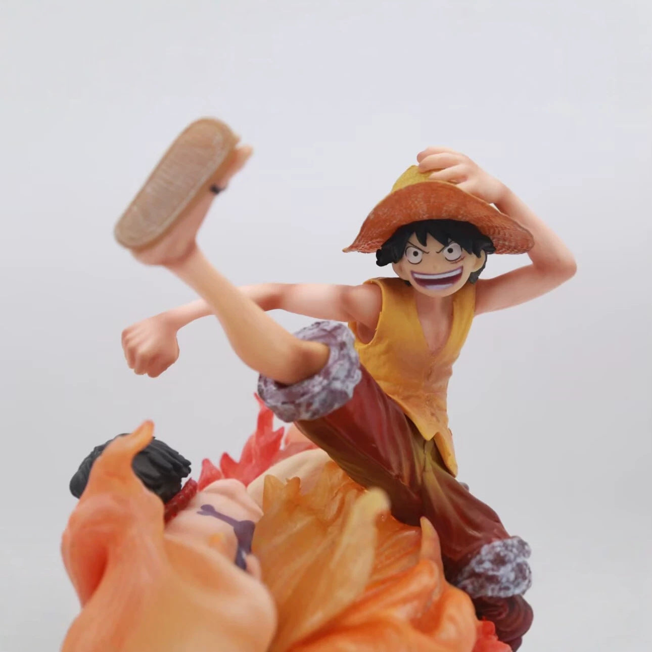 One Piece Monkey D Luffy Portgas D Ace fire effect collectible statue