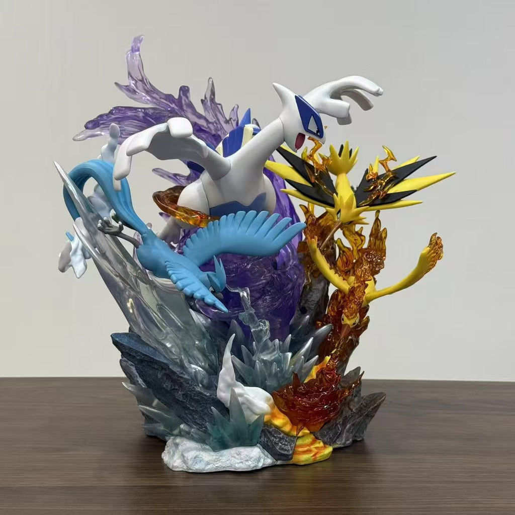 Pokemon Legendary Birds Lugia Articuno Zapdos Moltres Battle Scene Diorama Statue