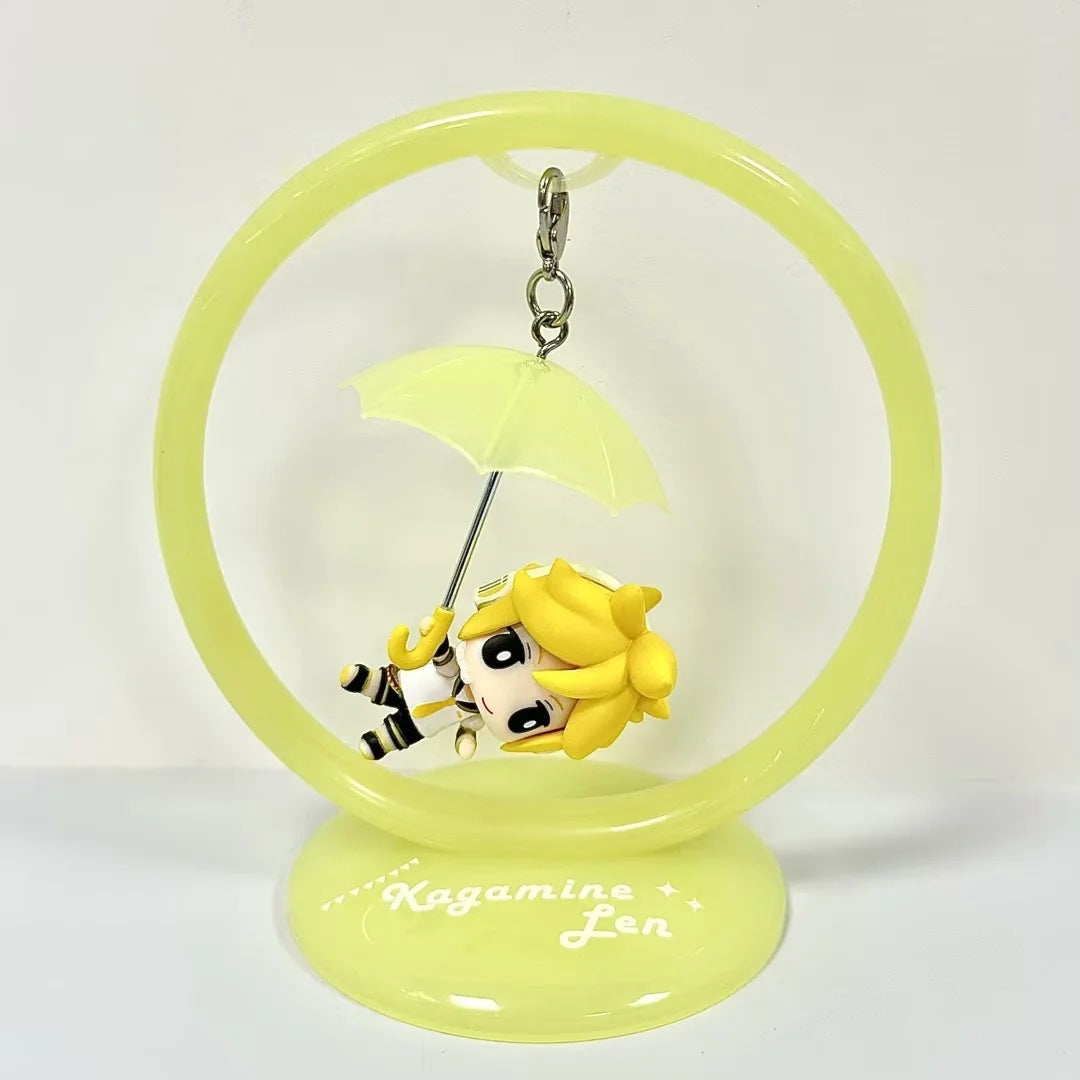 3pcs Hatsune Miku Kagamine Rin Len swing umbrella chibi figure set