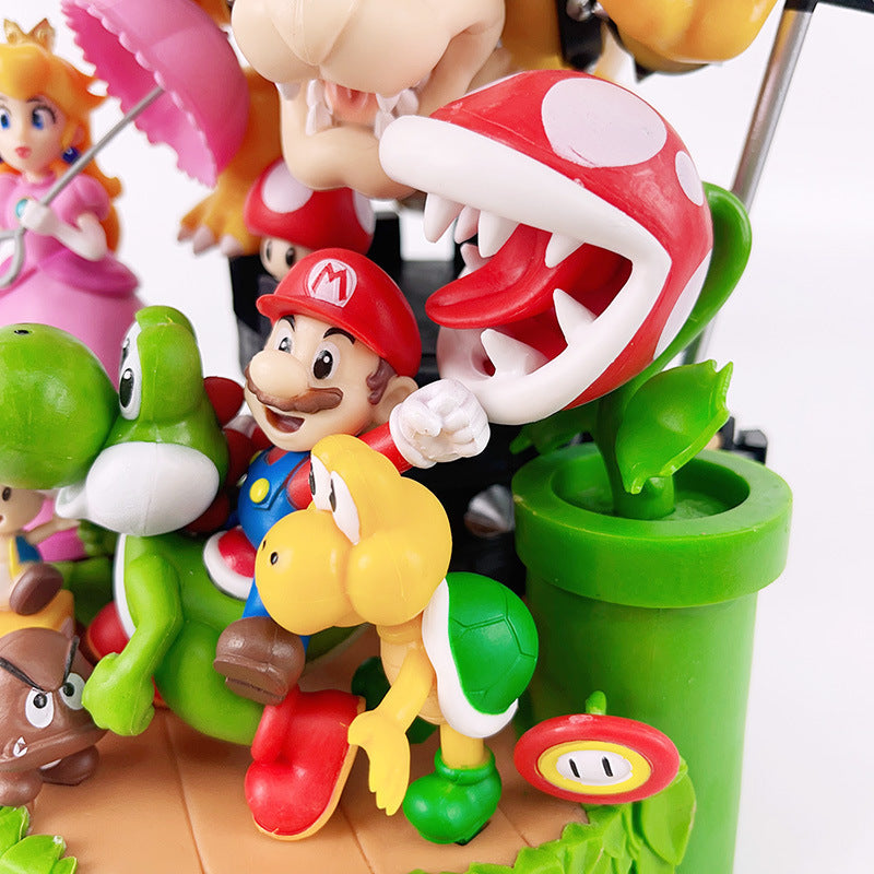 Super Mario all‑stars diorama statue