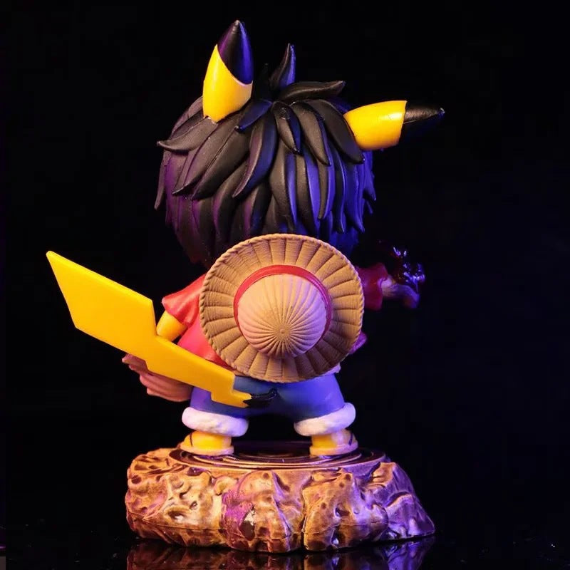 Pokemon × One Piece Crossover Pikachu Cos Luffy & Portgas D. Ace GK Statue Set