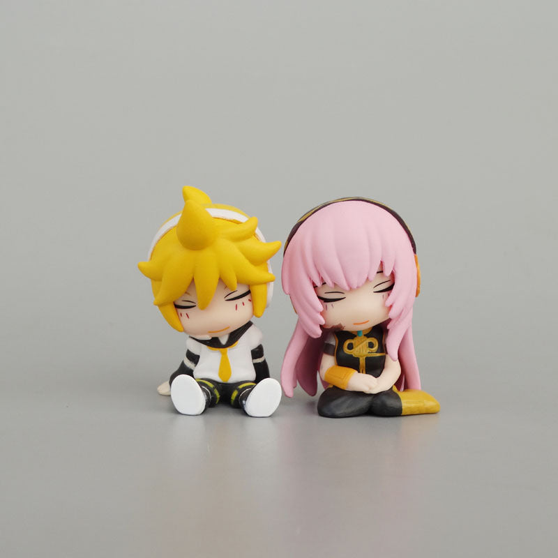 4PCS Hatsune Miku Luka Rin Len sitting mini figure