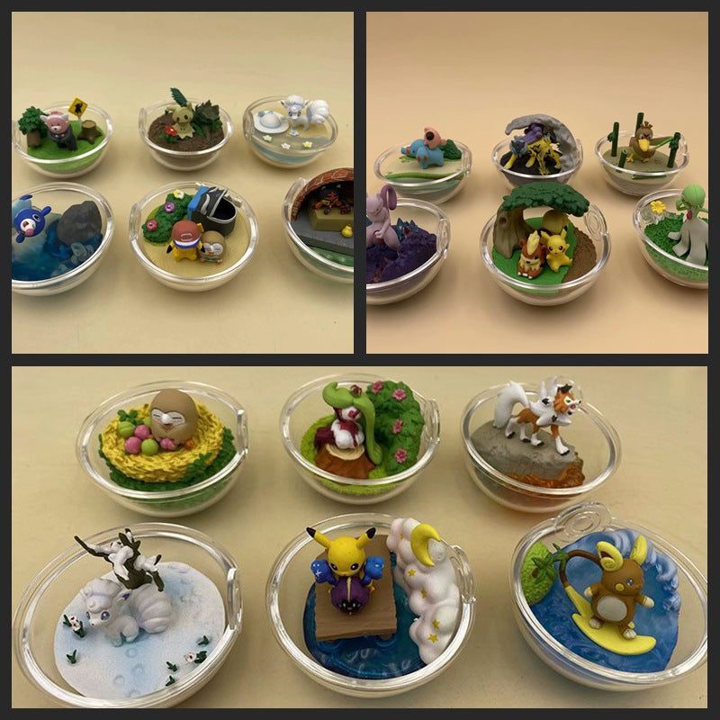 Pokemon Terrarium Clear Pokeball Micro Scene Blind Box Figure Set